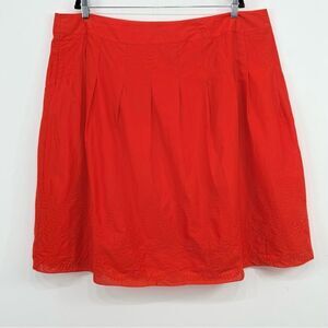 Talbots Orange Red Embroidered Floral Hem 100% Cotton A Line Lightweight Skirt